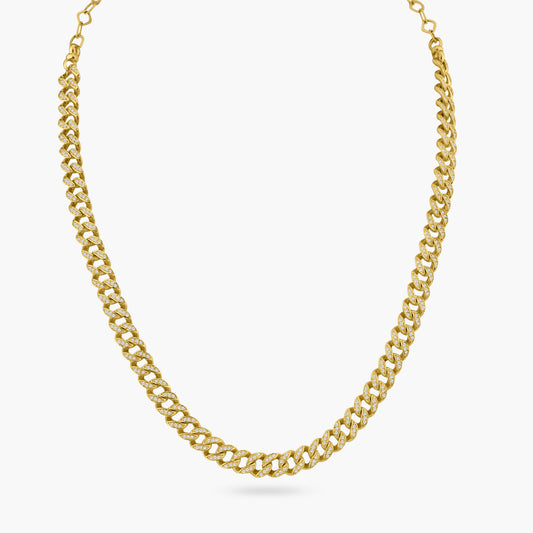 14K Yellow Gold Chain Link Choker Necklace-NT8616(CUD)HNMC