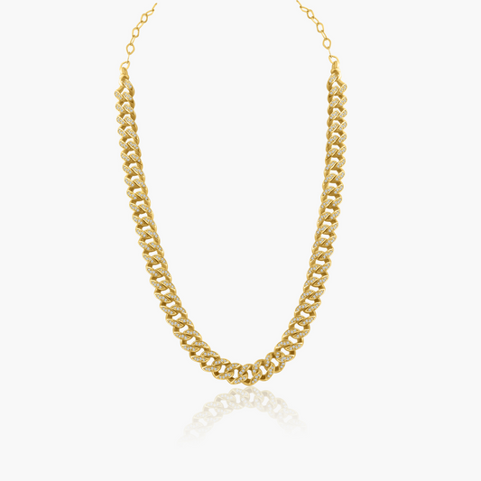 14K Yellow Gold Choker Chain Link Necklace-NT8618(CUD)HNMC