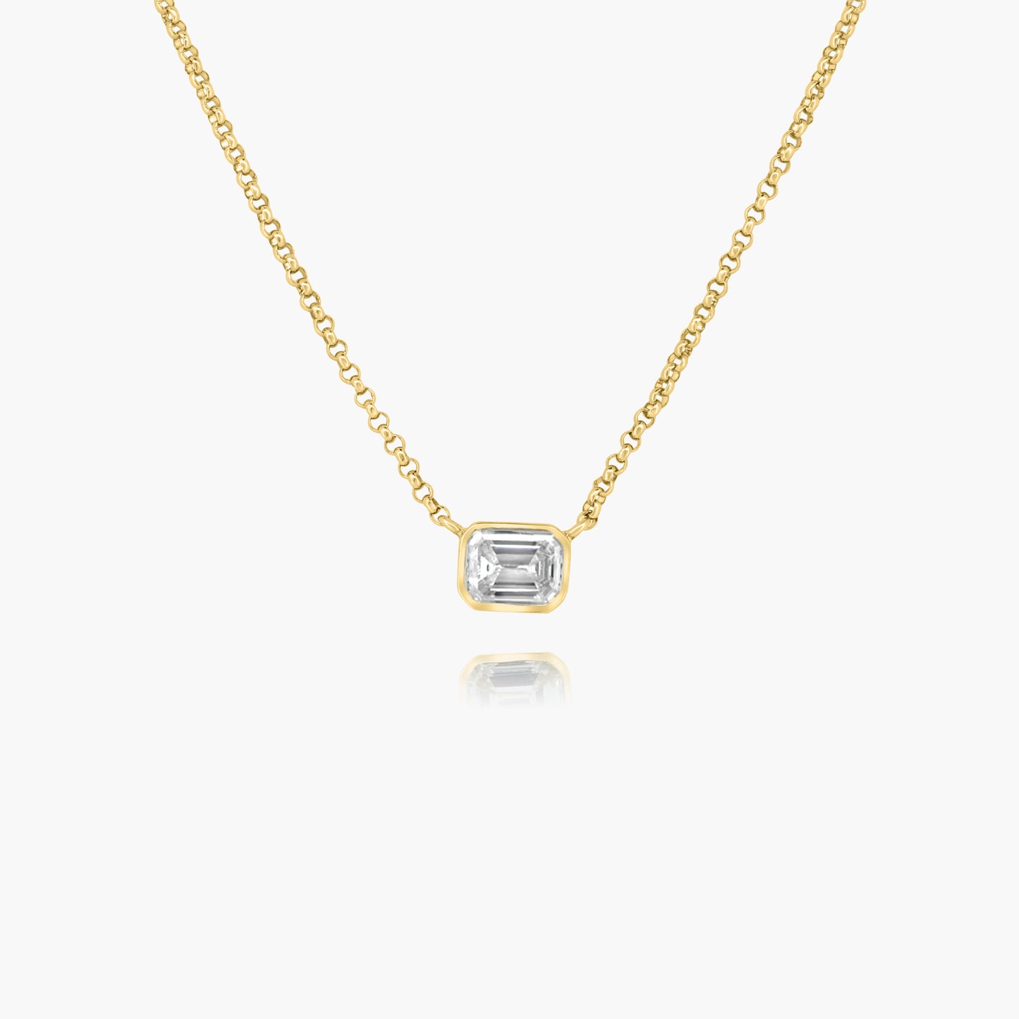 14K Yellow Gold Dainty Emerald Cut Bezel Pendant-P-EMB40SE