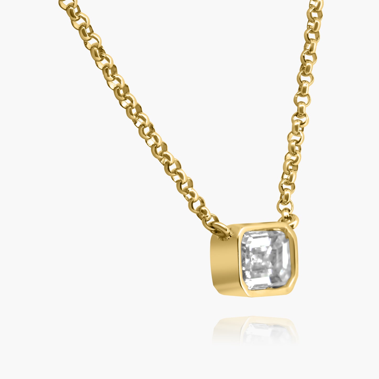 14K Yellow Gold Dainty Emerald Cut Bezel Pendant-P-EMB40SE