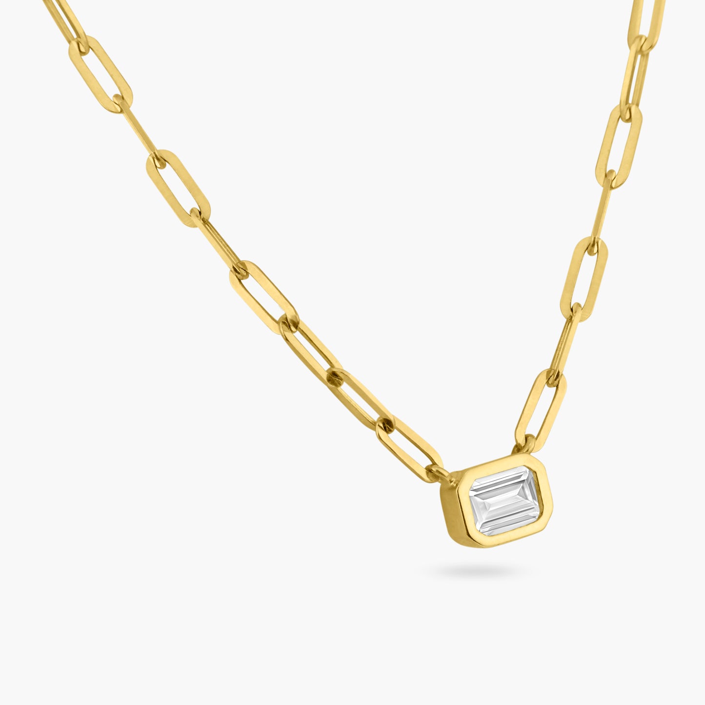 14K Yellow Gold Paper Clip Necklace-P-EMB50SE-3