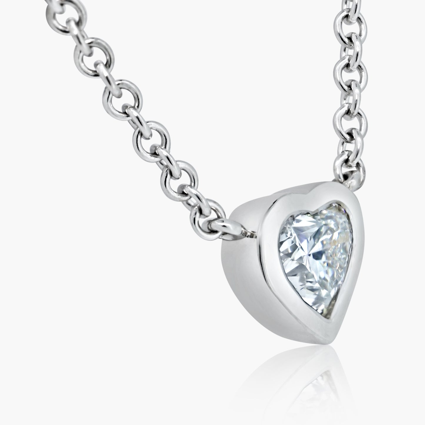 14K White Gold Bezel Heart Pendant - P-HSB50SE