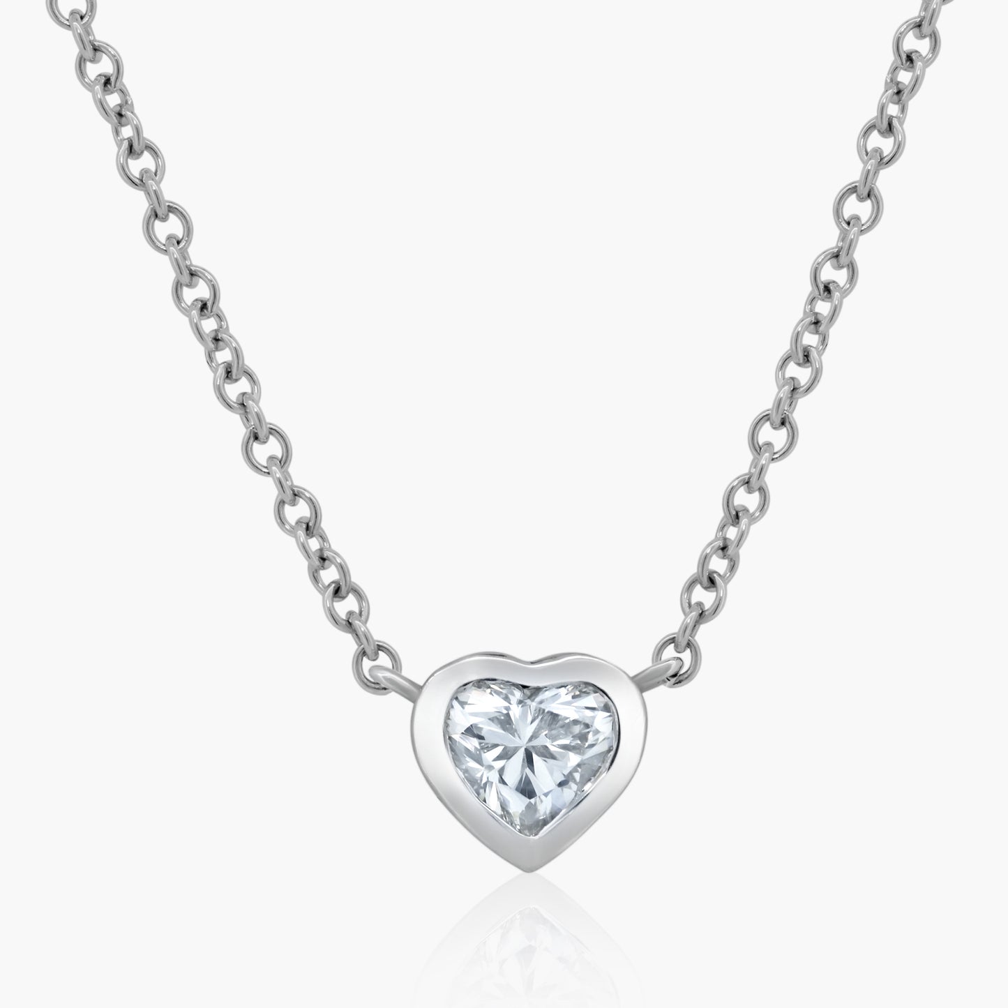 14K White Gold Bezel Heart Pendant - P-HSB50SE