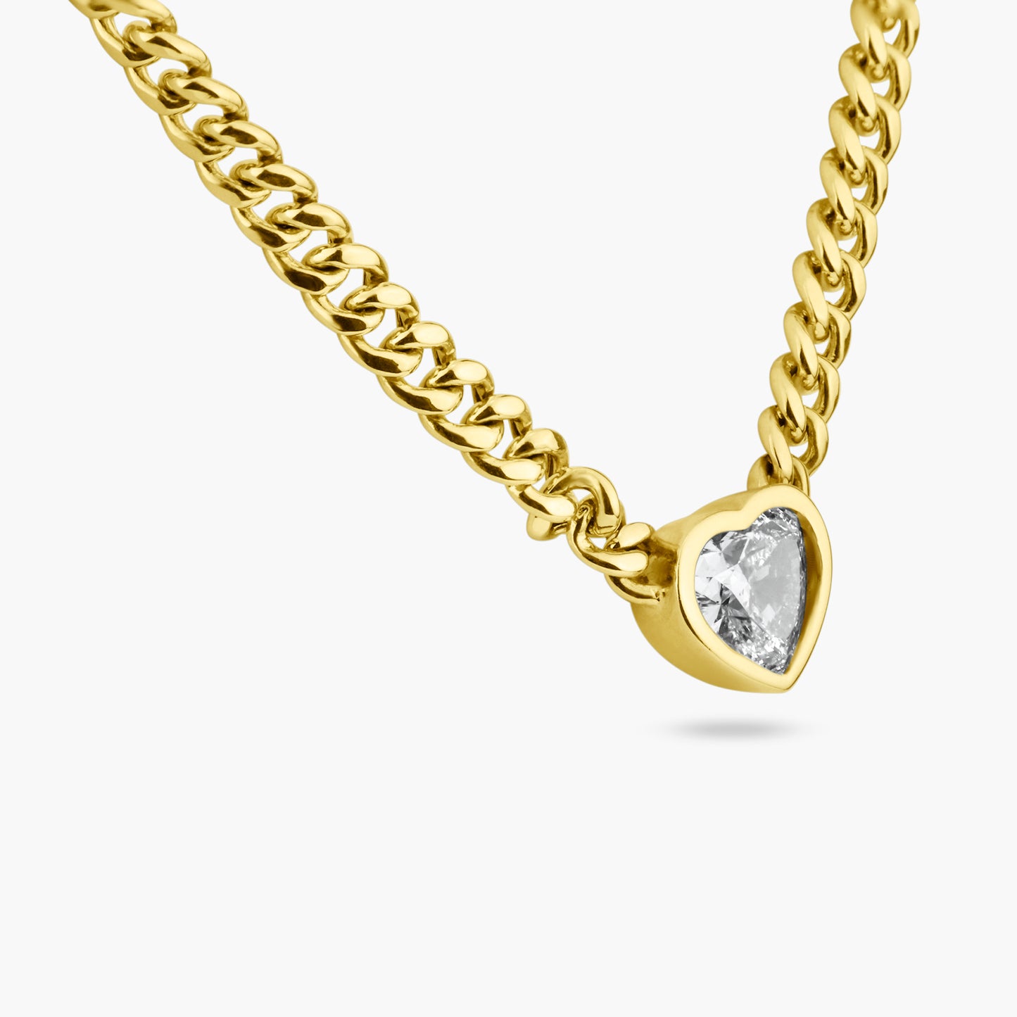 14K Yellow Gold Bezel Chain Link Necklace-P-HSB75SE-1