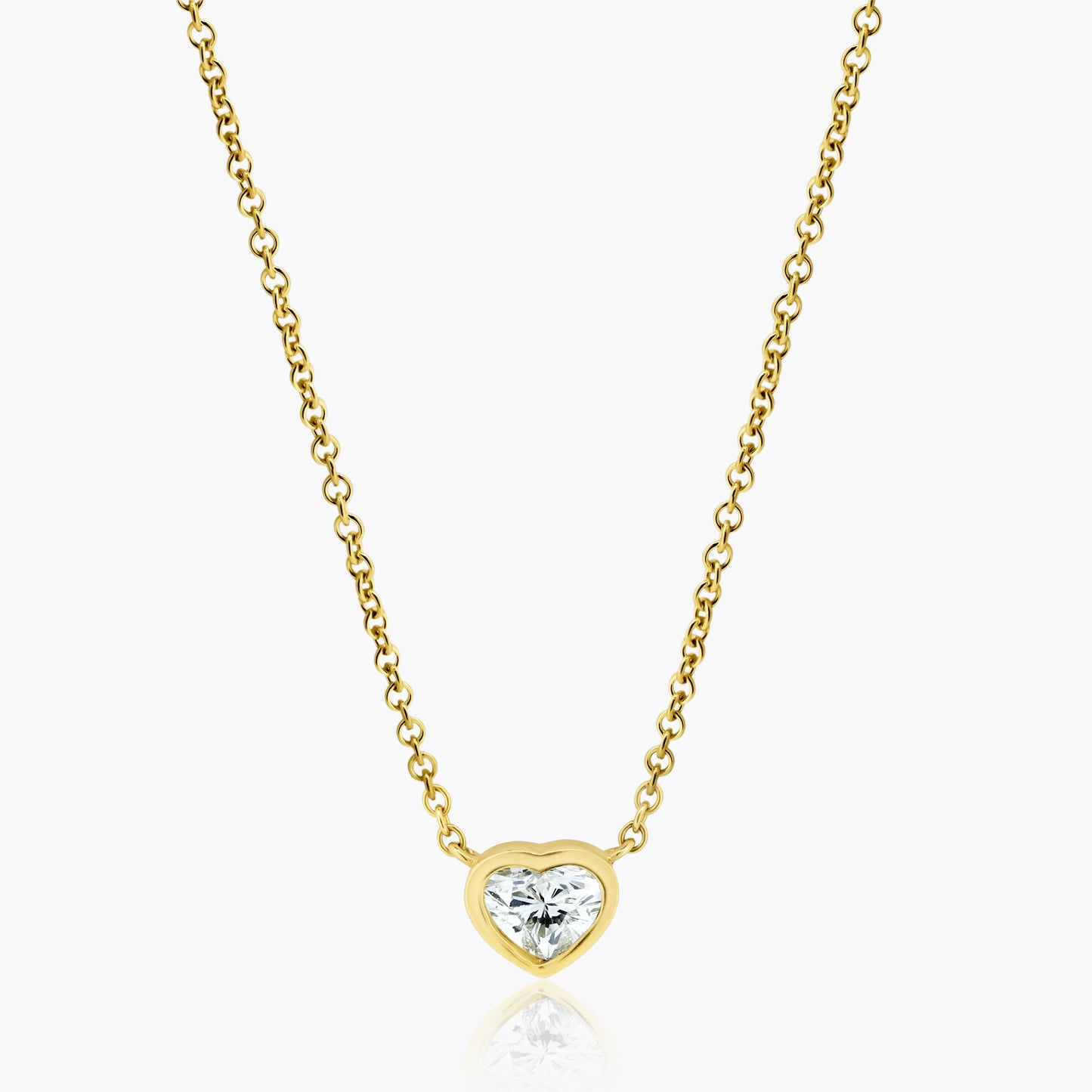 14K Yellow Gold Dainty Heart Bezel Pendant-P-HSB75SE