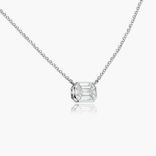 14K White Gold Baguette Pendant-P-K25407VV