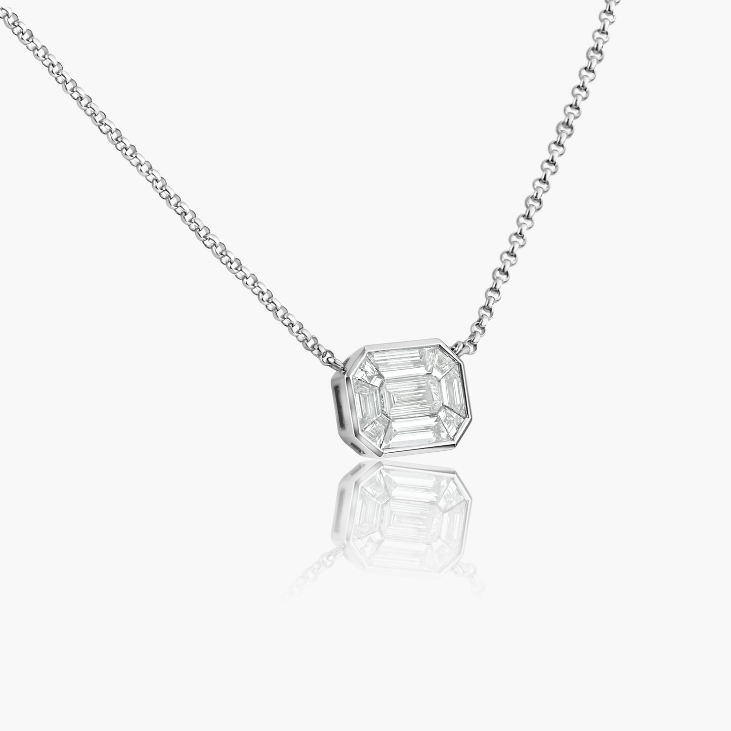 14K White Gold Baguette Pendant-P-K25422VV