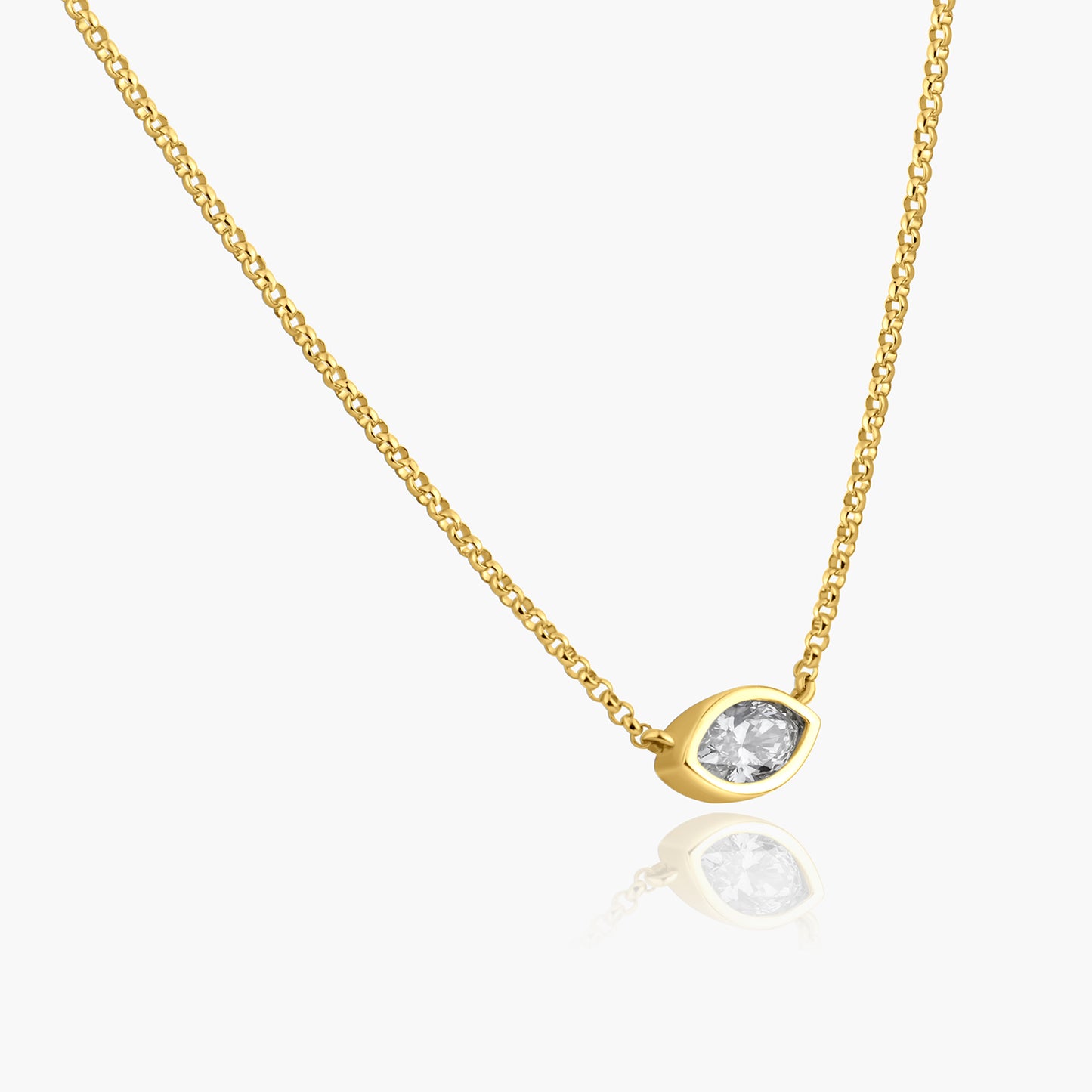 14K Yellow Gold Dainty Marquise Bezel Pendant-P-MQBSE