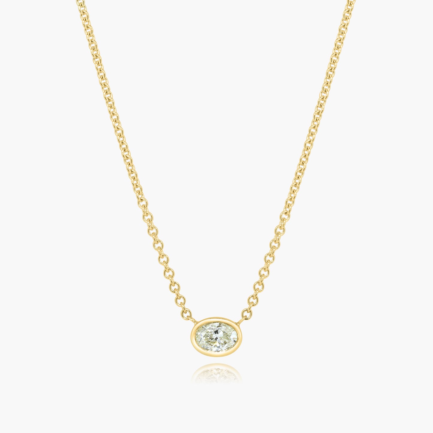 14K Yellow Gold Dainty Oval Bezel Pendant-P-OVB50SE