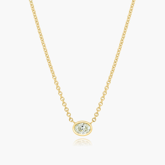 14K Yellow Gold Dainty Oval Bezel Pendant-P-OVB50SE