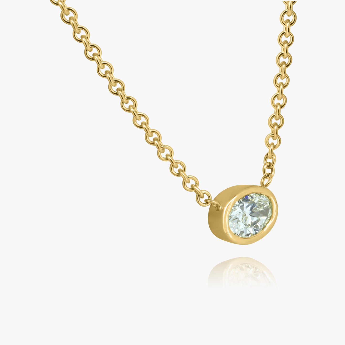 14K Yellow Gold Dainty Oval Bezel Pendant-P-OVB50SE