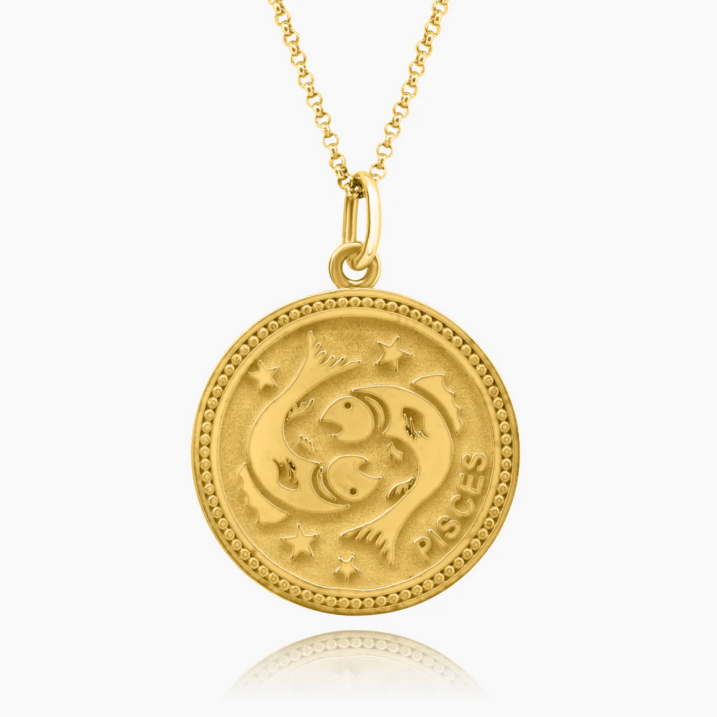 14K Yellow Gold Zodiac Pendant-P-PISCES