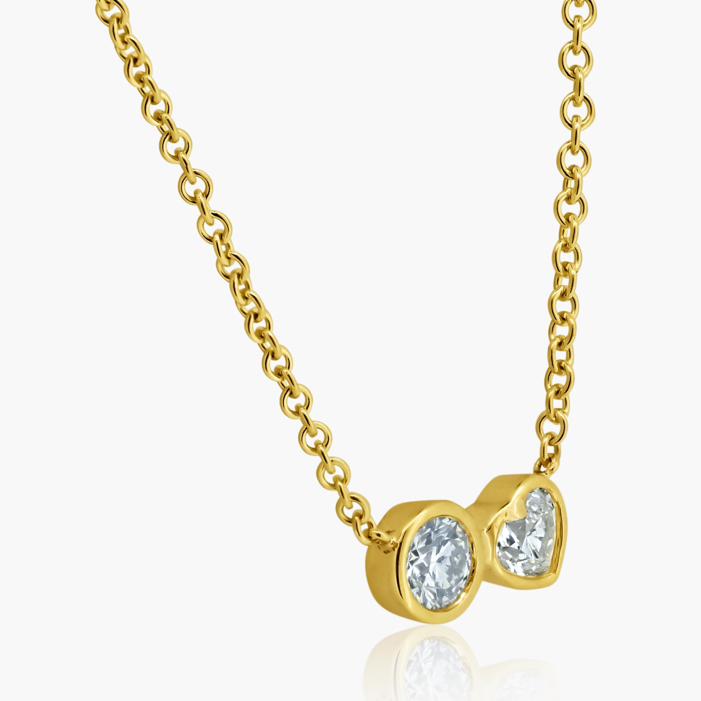 14K Yellow Gold Dainty Double Diamond Pendant-P-RDHS30SE