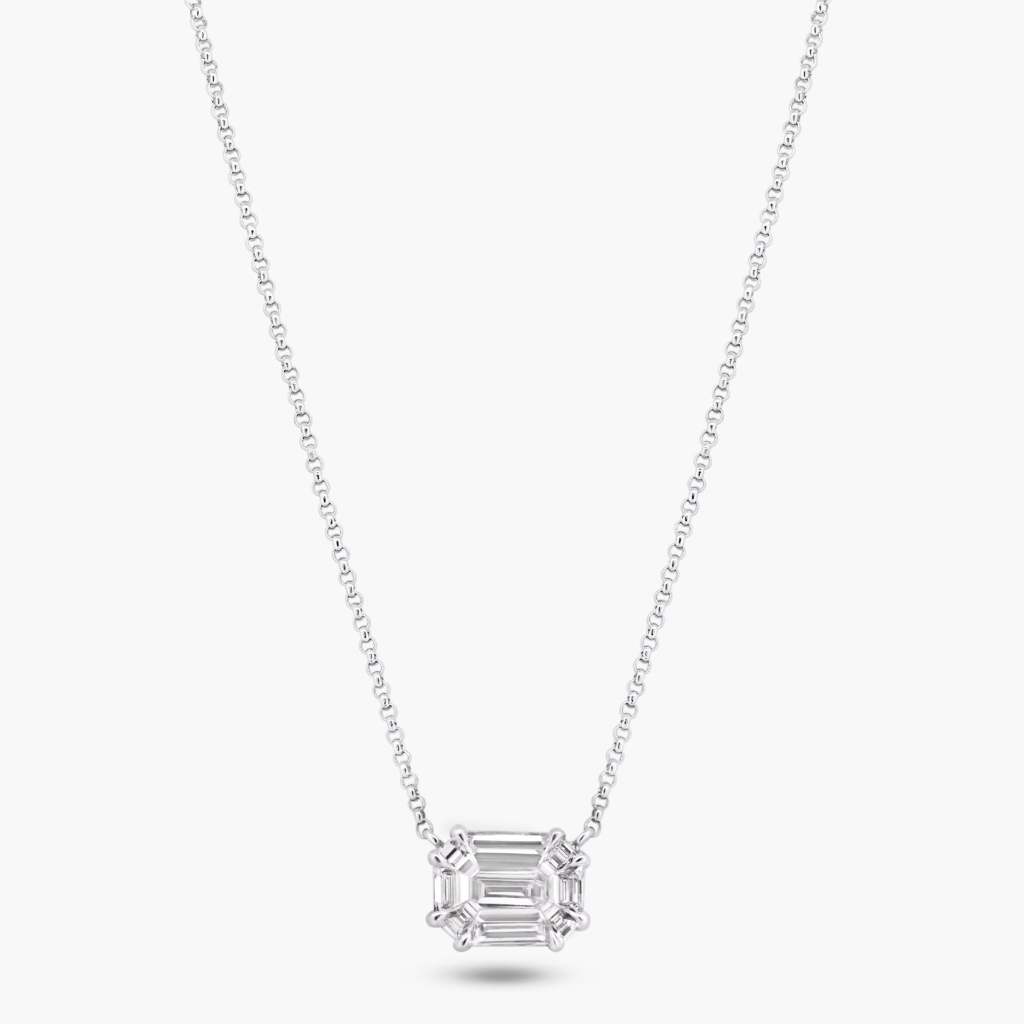 14K White Gold Baguette Pendant-P-RPEM20VV