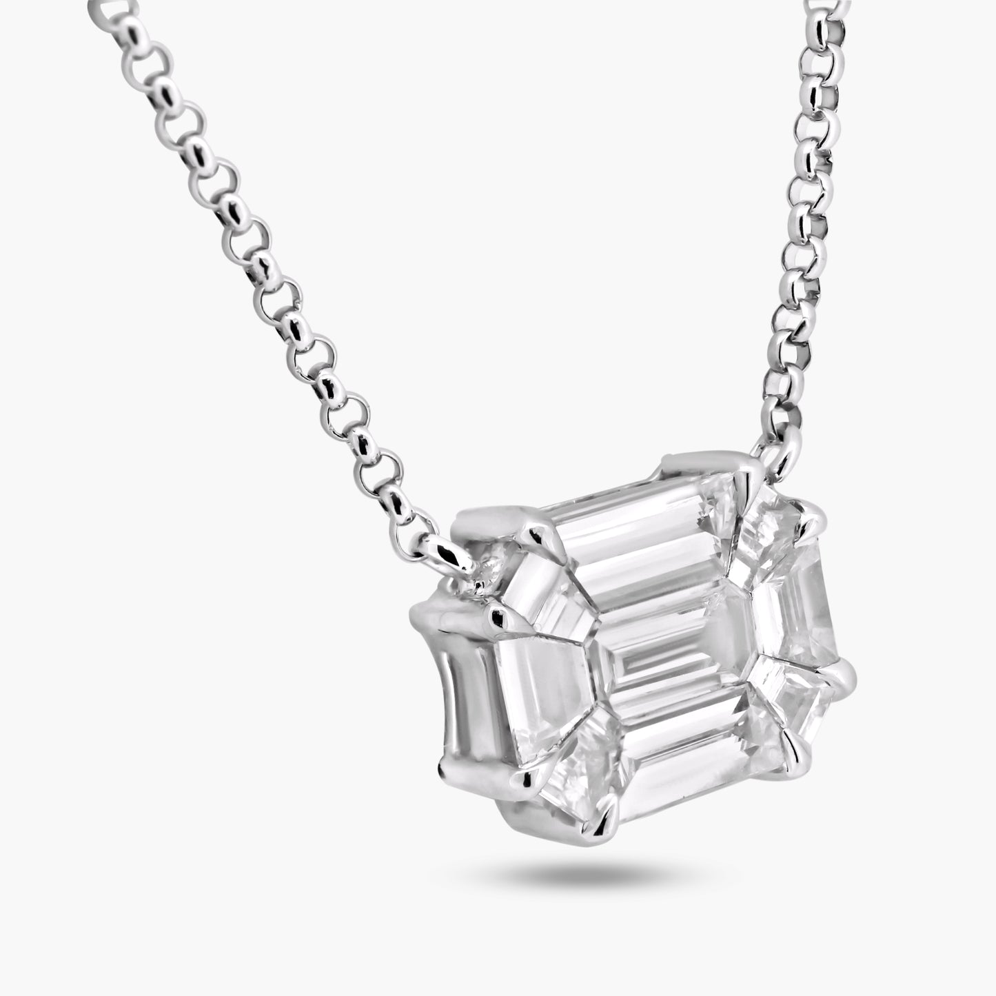 14K White Gold Baguette Pendant-P-RPEM20VV