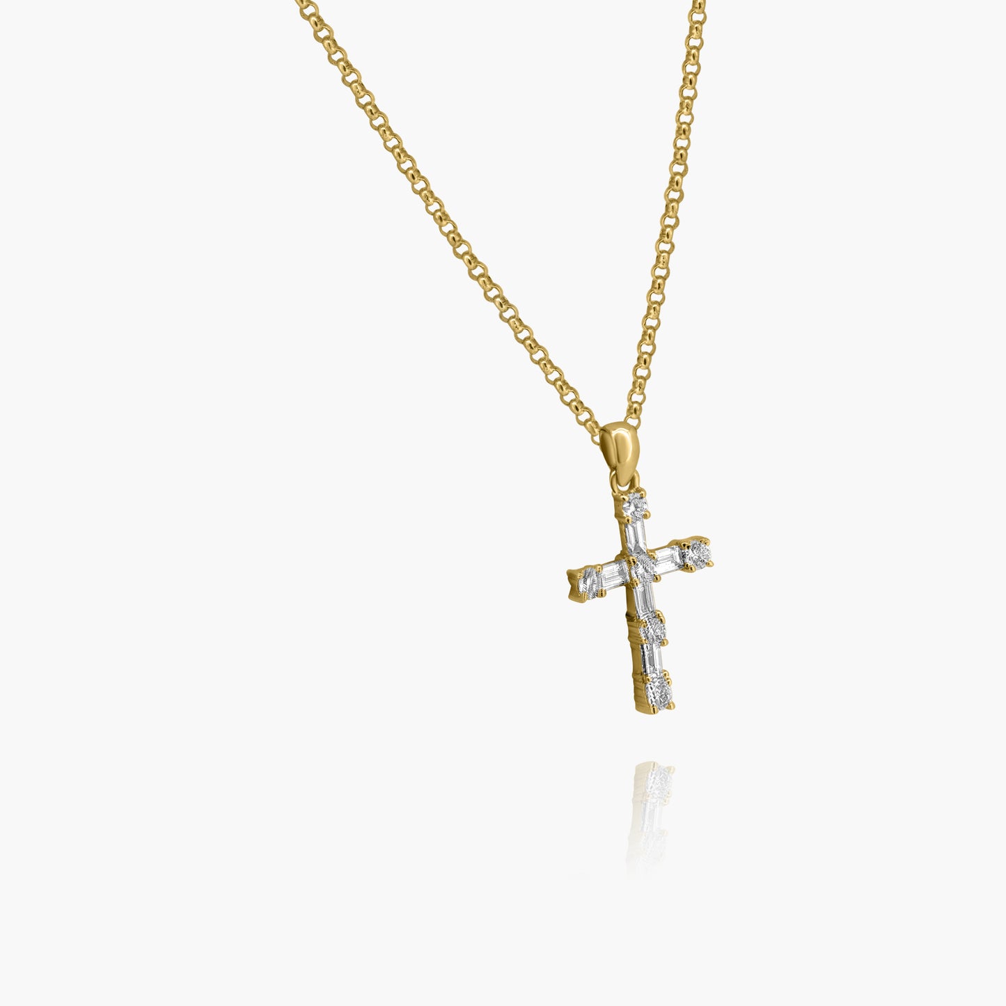 14K Yellow Gold Dainty Cross Pendant - P00001