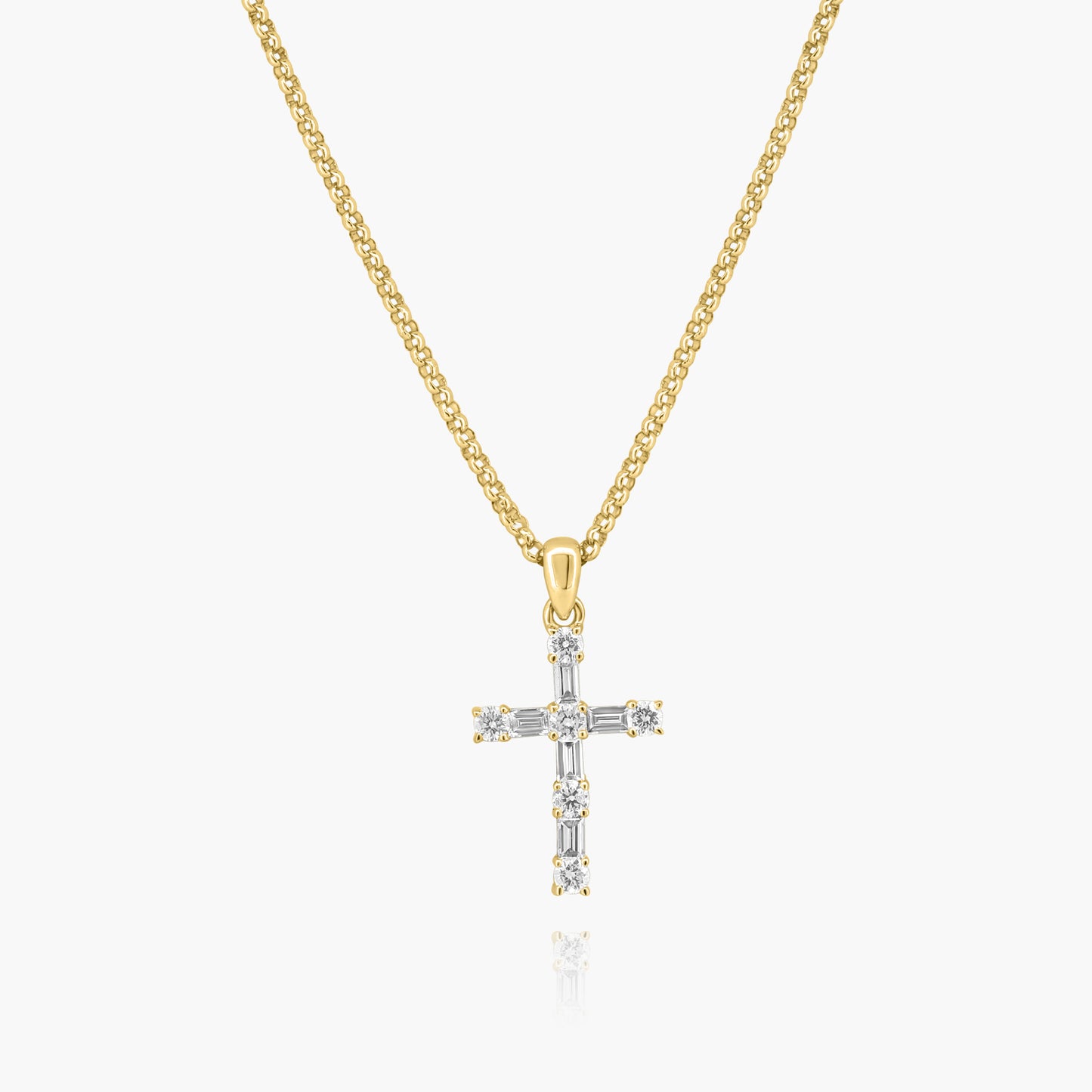 14K Yellow Gold Dainty Cross Pendant - P00001