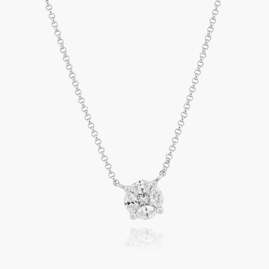 14K White Gold Dainty Illusion Pendant-P04142DM100JK