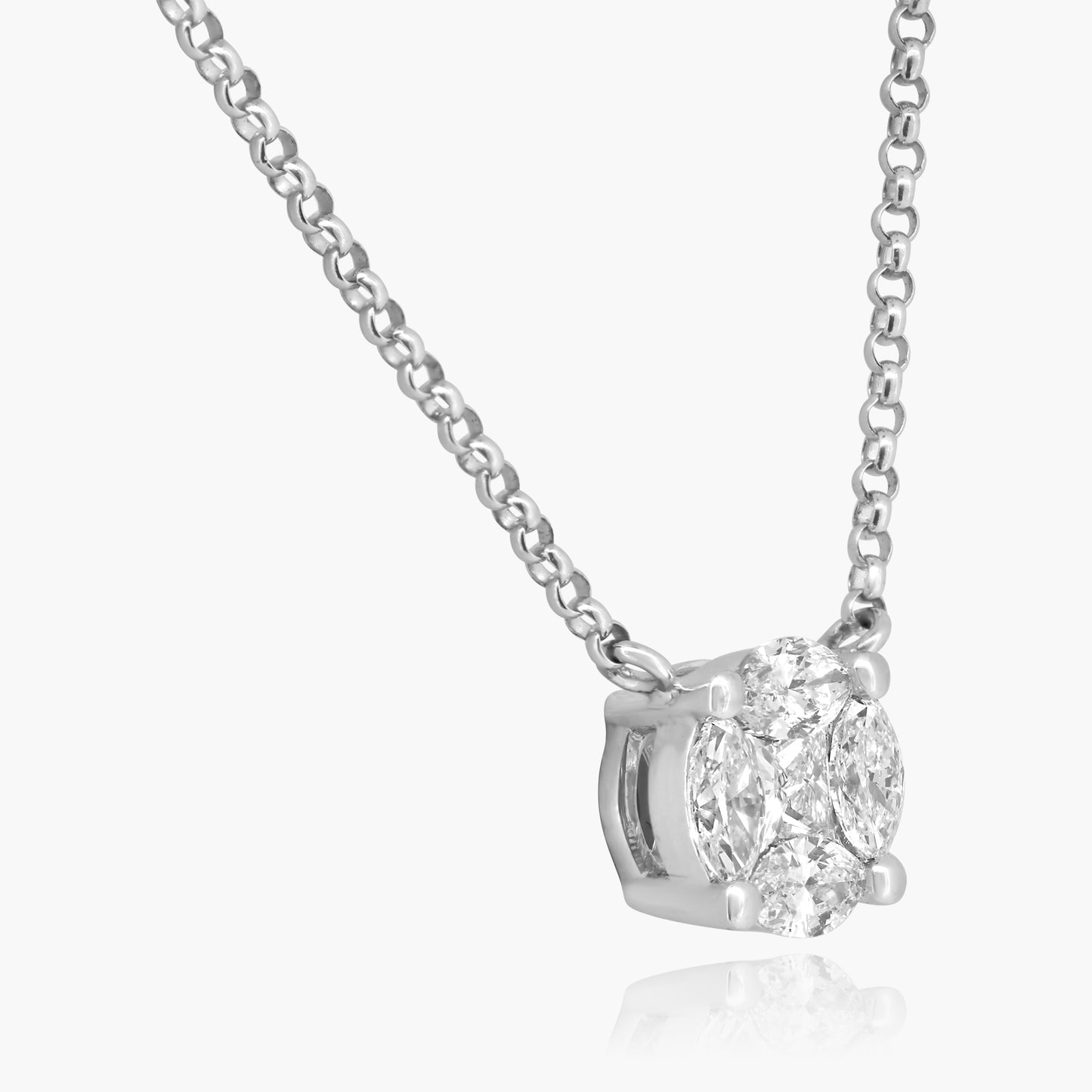 14K White Gold Dainty Illusion Pendant-P04142DM100JK