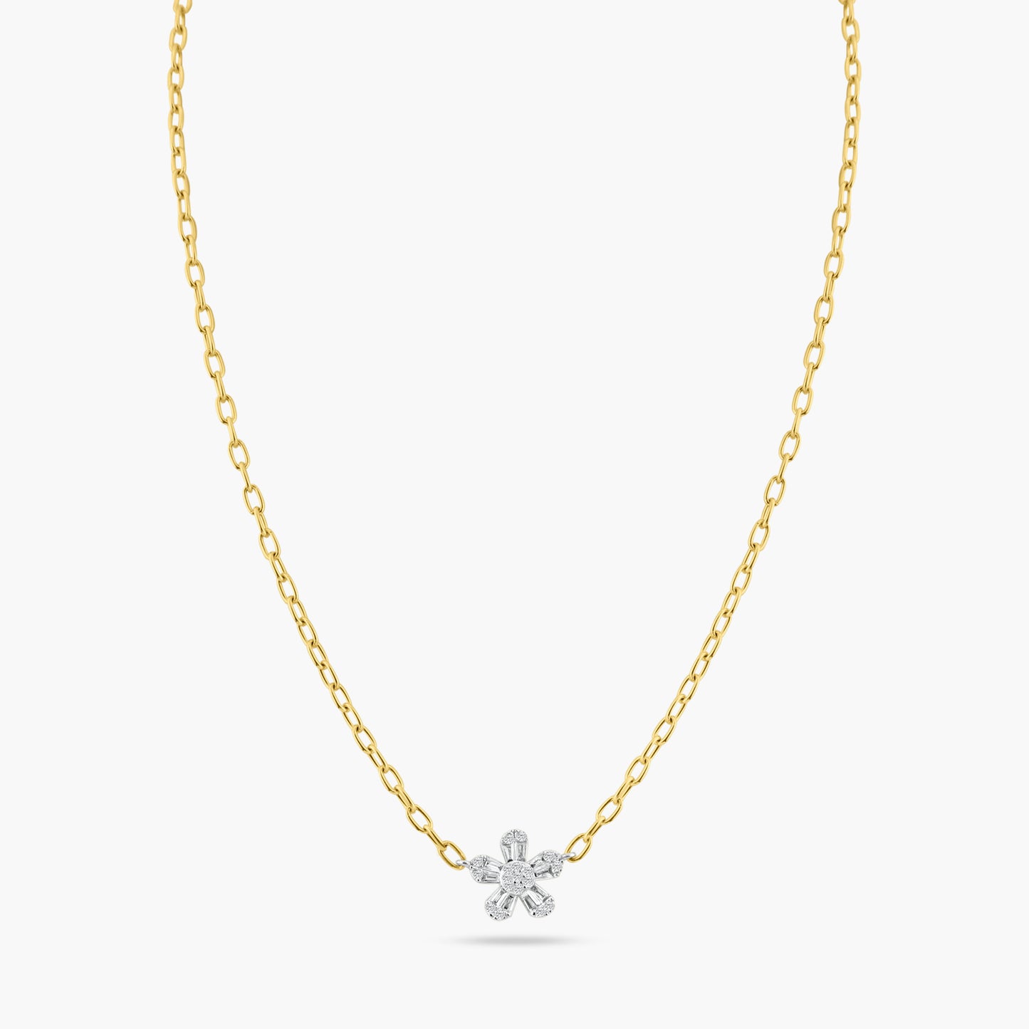 14K Yellow Gold Flower Baguette Pendant - P600025-1