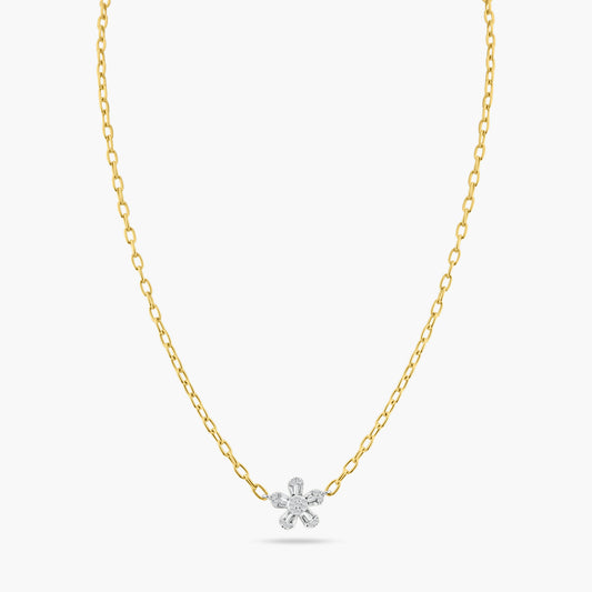 14K Yellow Gold Flower Baguette Pendant - P600025-1