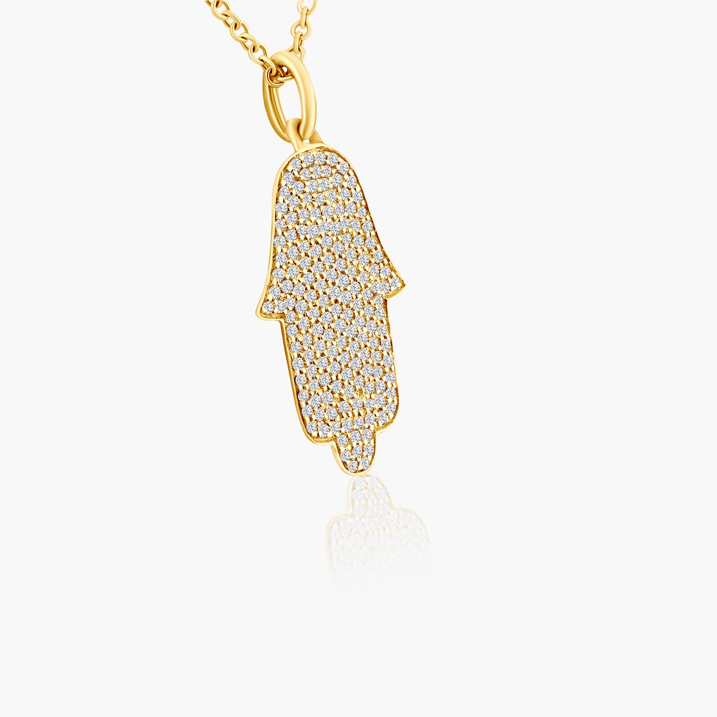 14K Yellow Gold Dainty Hamsa Pendant - P601548P