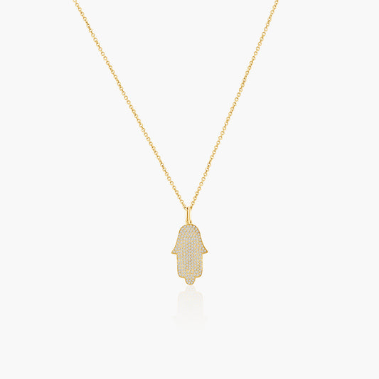 14K Yellow Gold Dainty Hamsa Pendant - P601548P