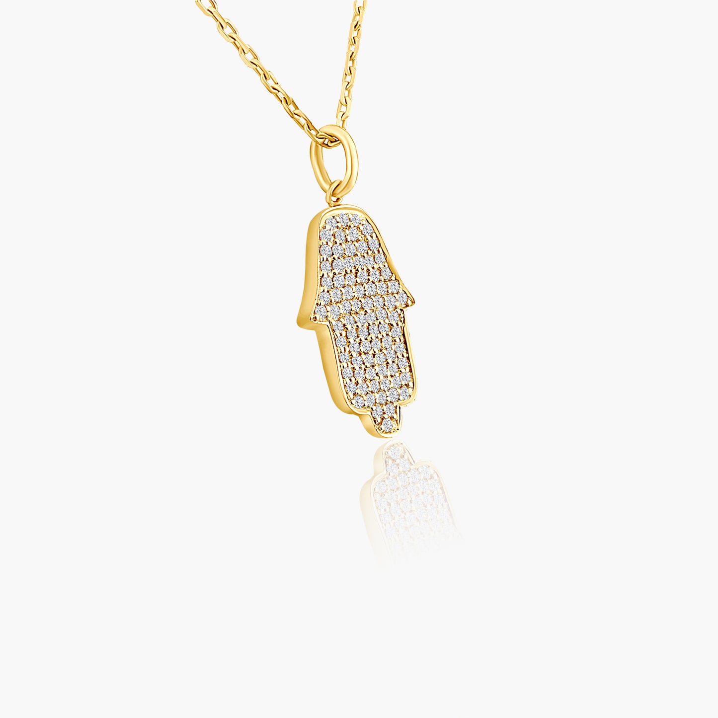 14K Yellow Gold Dainty Hamsa Pendant - P601548R