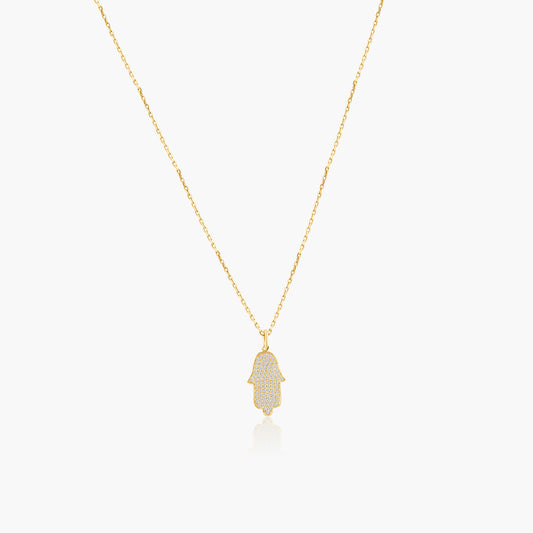 14K Yellow Gold Dainty Hamsa Pendant - P601548R