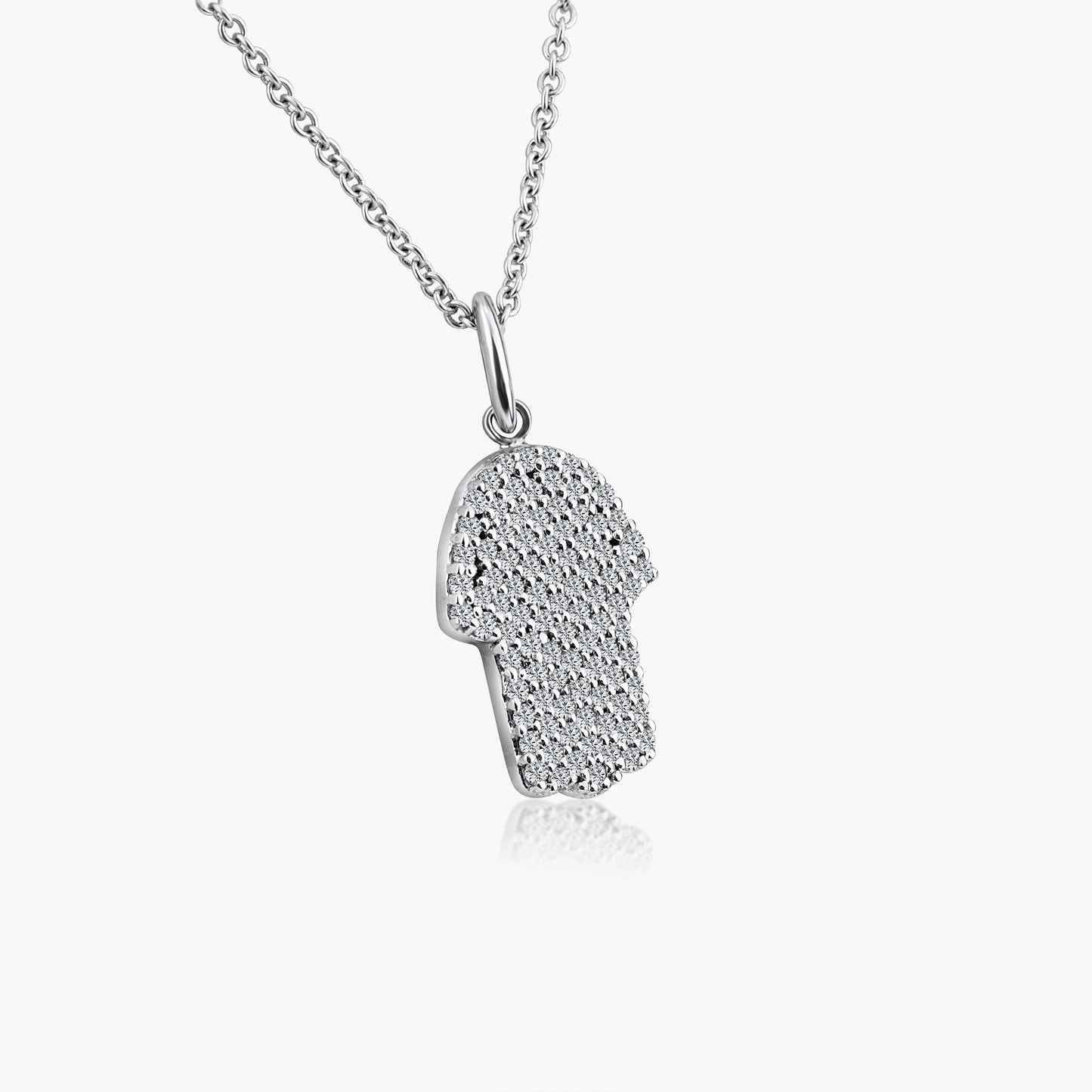 14K White Gold Dainty Hamsa Pendant - P601991R