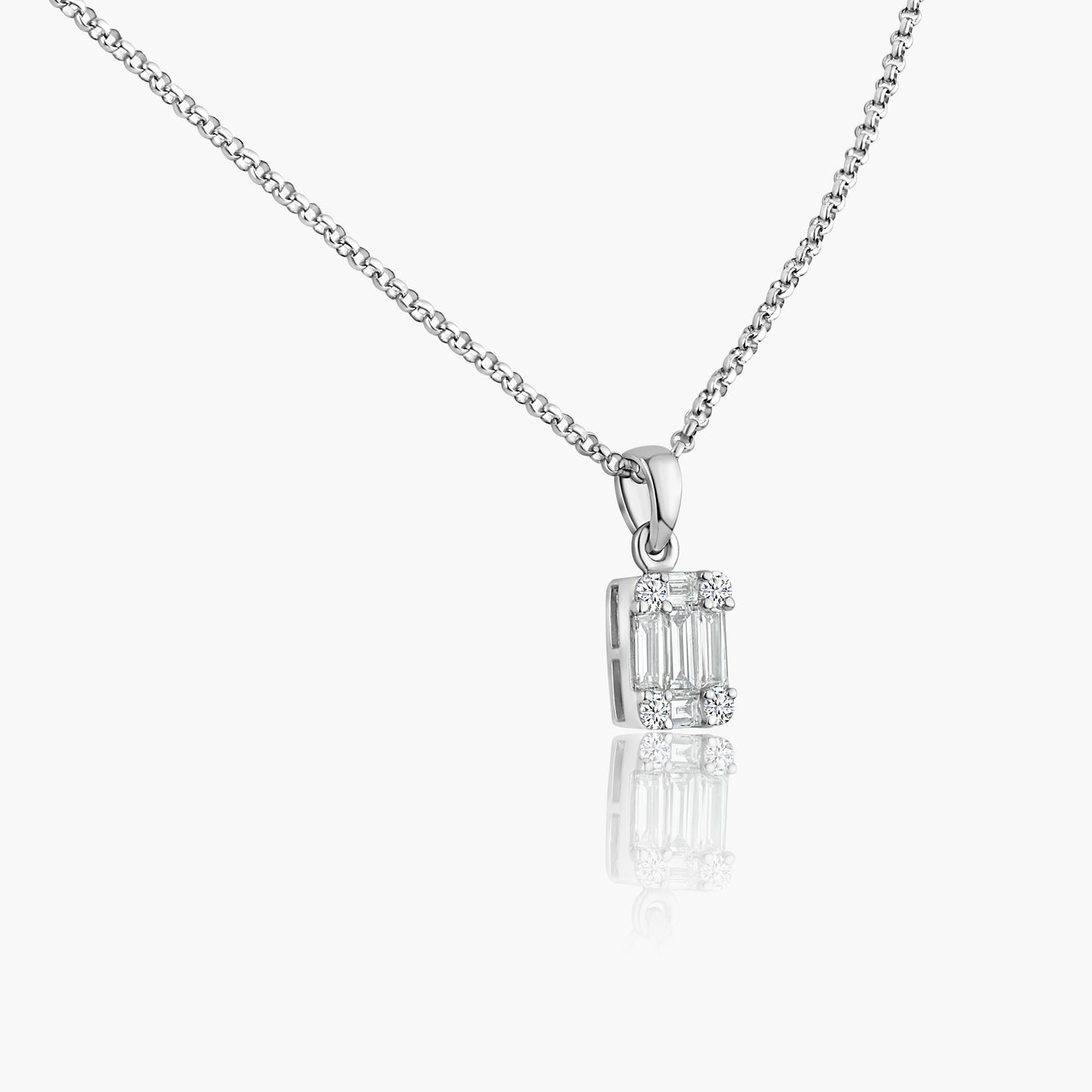 14K White Gold Baguette Pendant-P605165