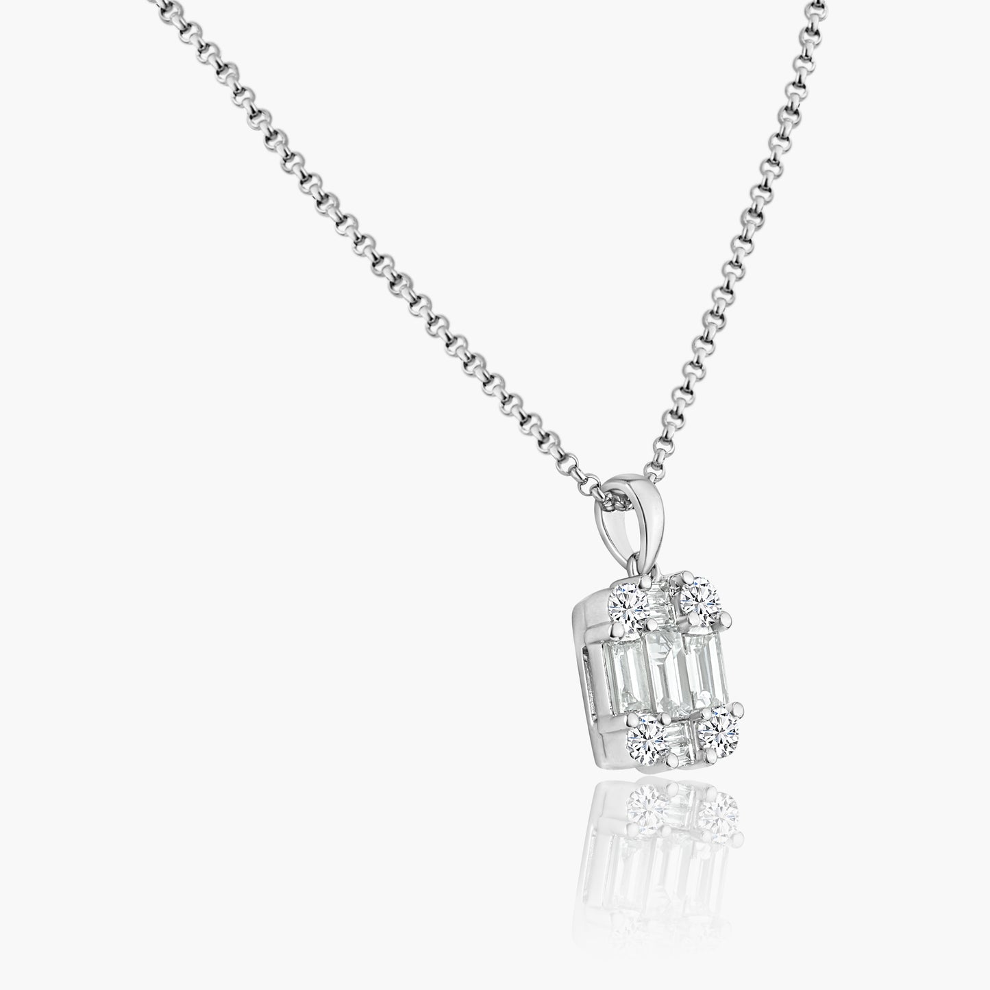 14K White Gold Baguette Pendant-P605413