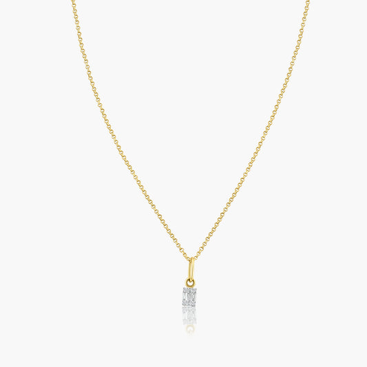 14K Two Tone Baguette Pendant-P605414E01-1