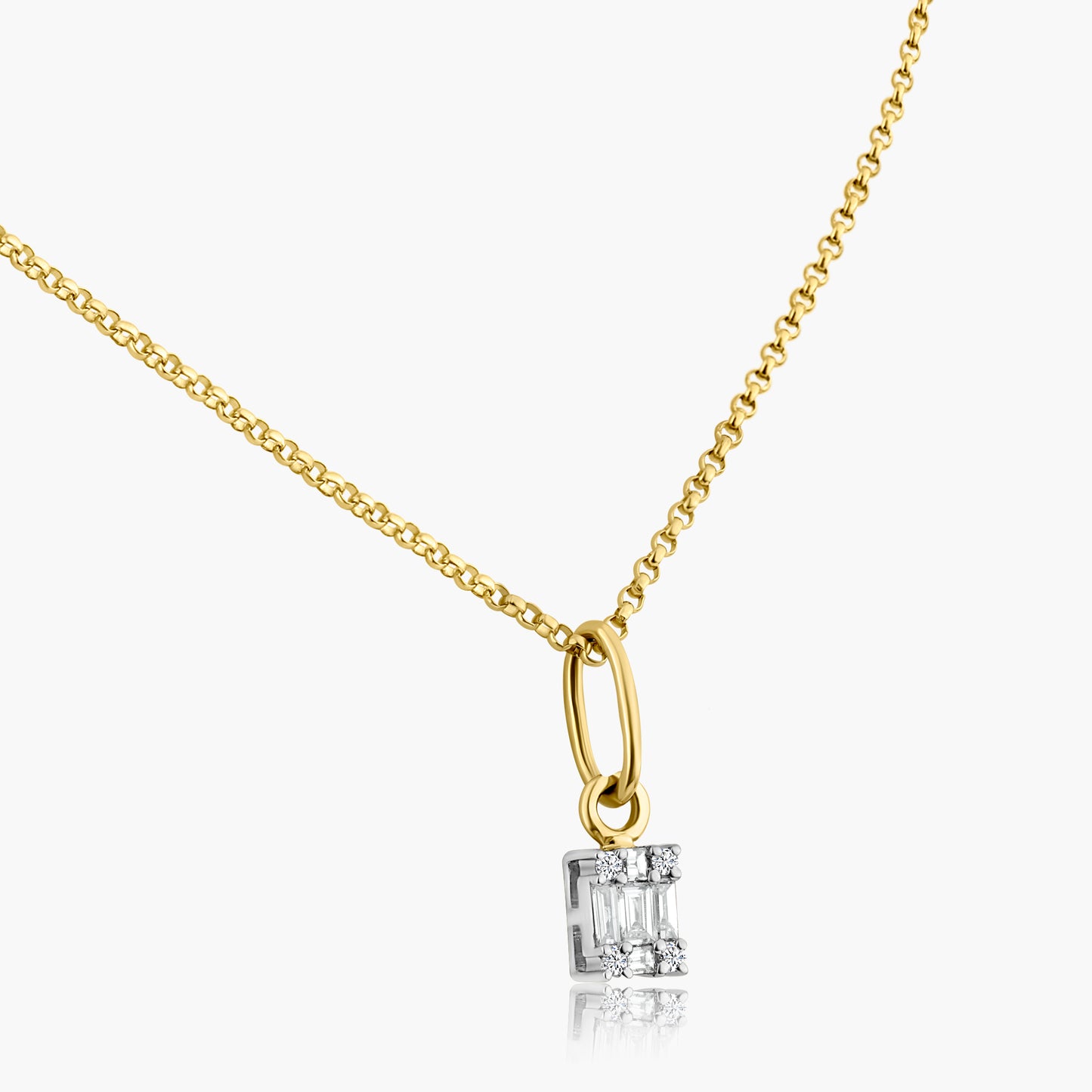 14K Two Tone Baguette Pendant-P605414E01-1