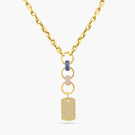 14K Yellow Gold Colored Gemstone Chain Link Pendant - P605732-1