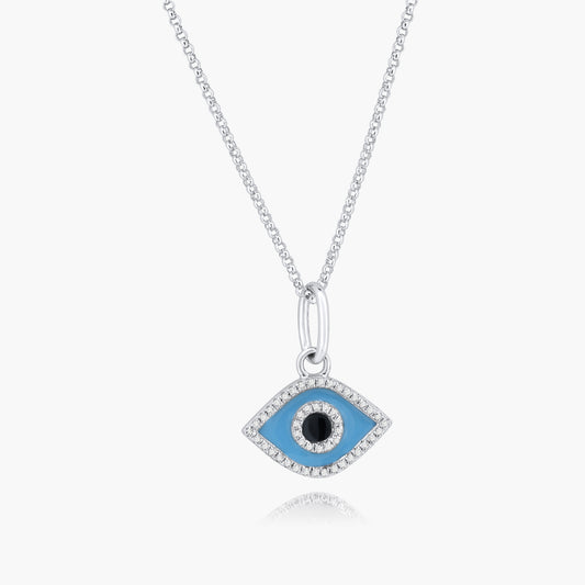 14K White Gold Evil Eye Pendant-P605867