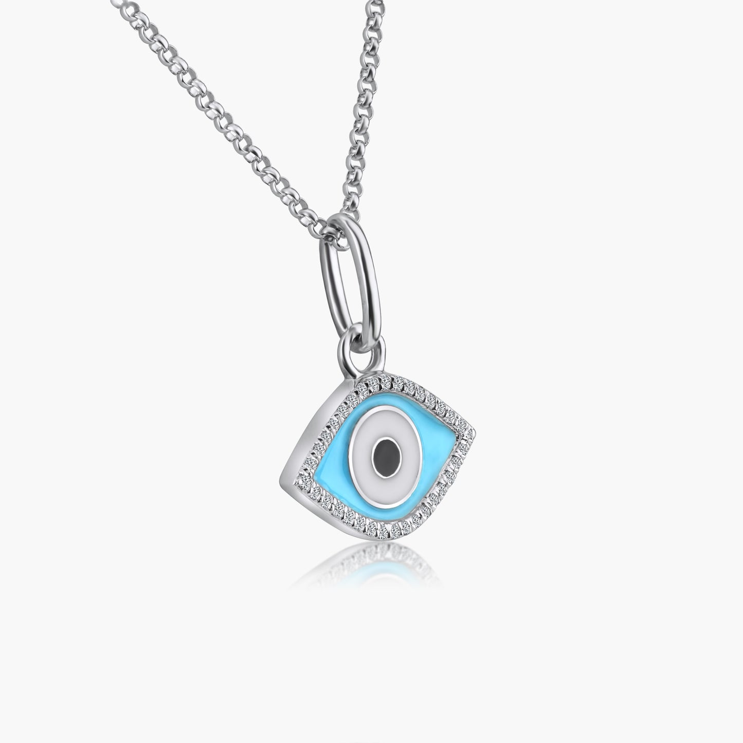 14K White Gold Evil Eye Pendant-P605868