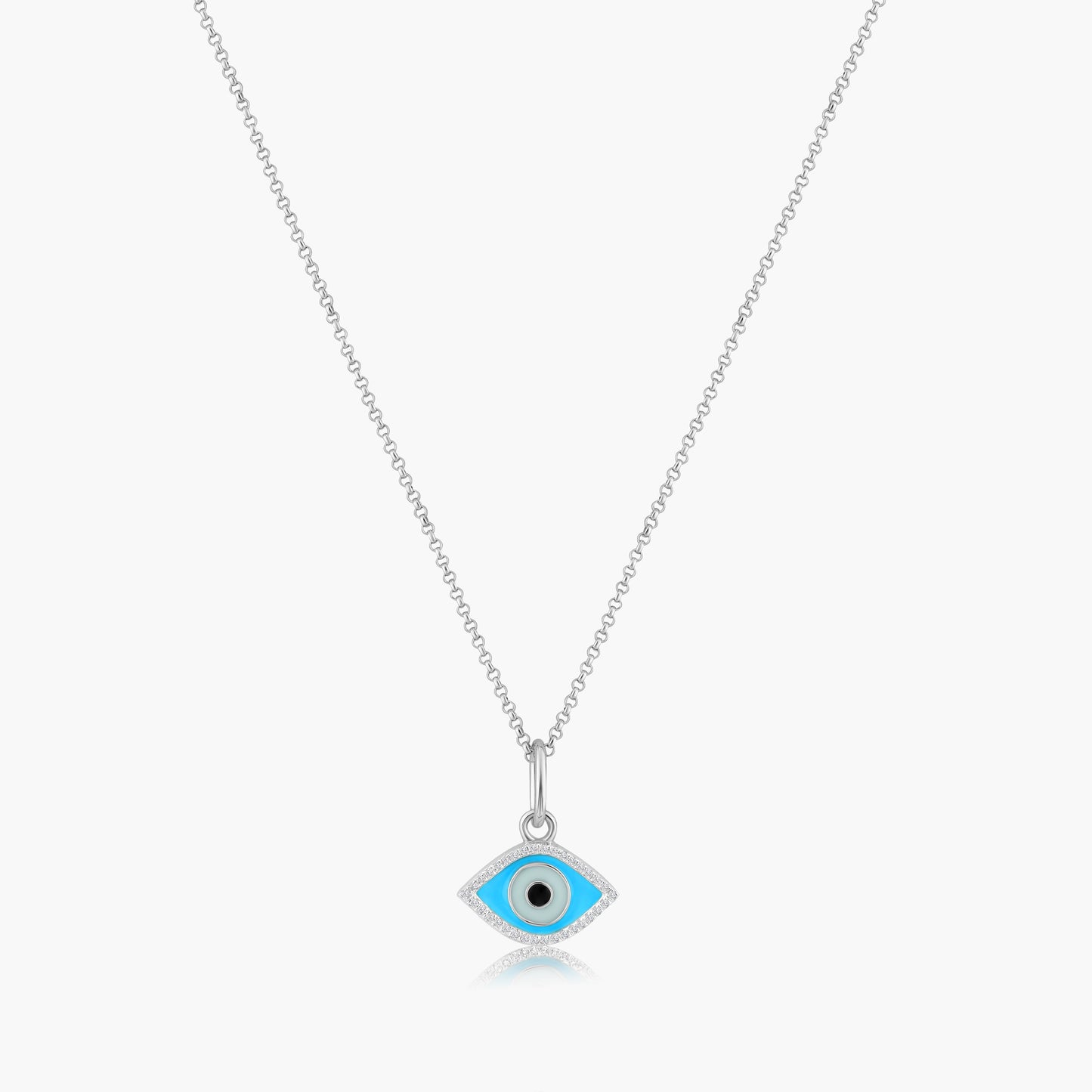 14K White Gold Evil Eye Pendant-P605868