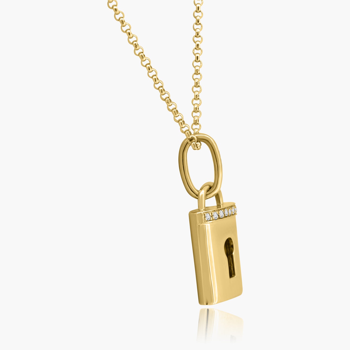 14K Yellow Gold Dainty Padlock Pendant - P60592602