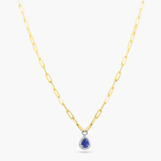 14K Two Tone Colored Gemstone Necklace-P60593101-B