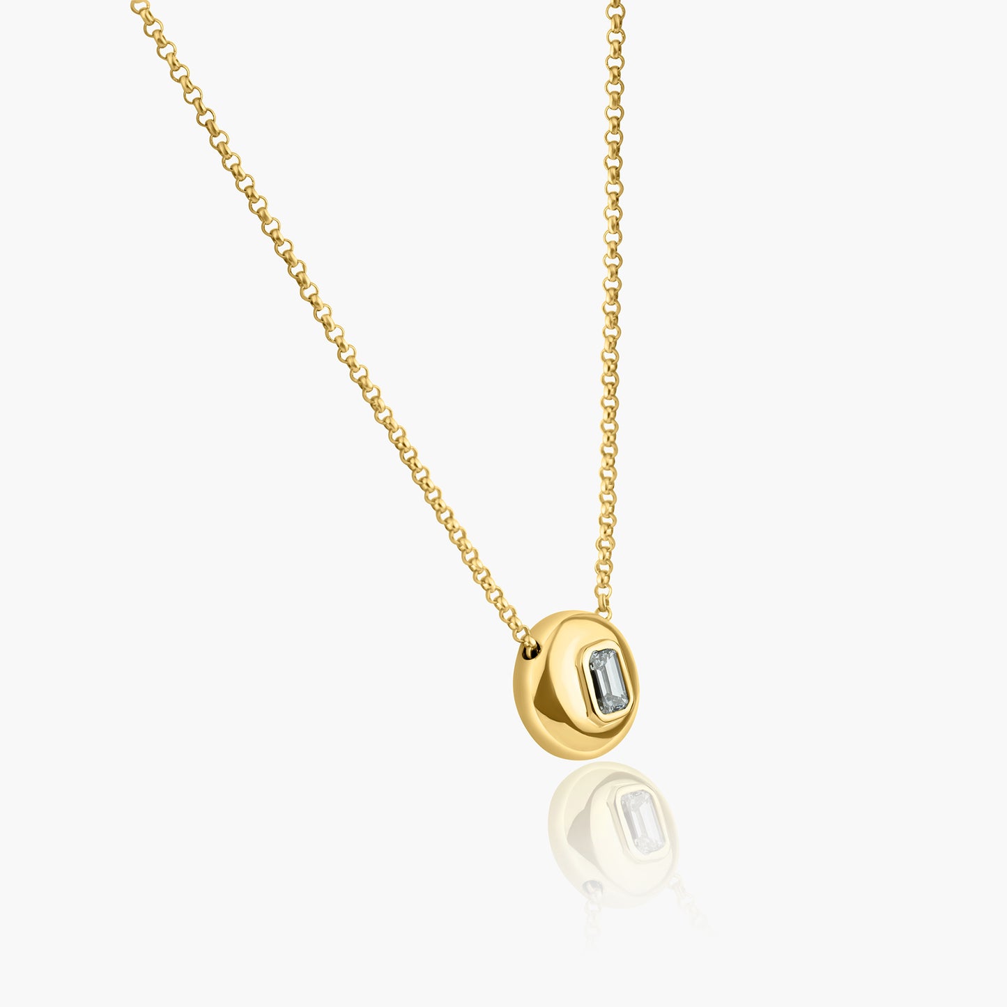 14K Yellow Gold Dainty Round Bezel Pendant - P606017