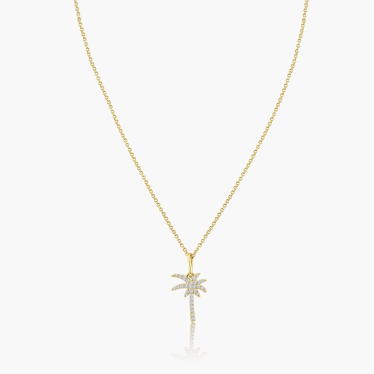 14K Yellow Gold Dainty Palm Tree Pendant-P606093