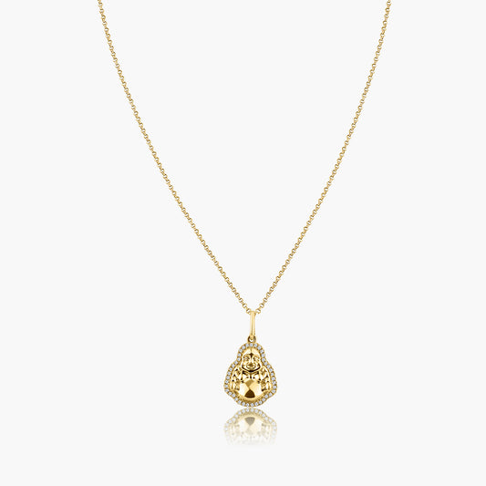 14K Yellow Gold Dainty Buddha Pendant - P606102