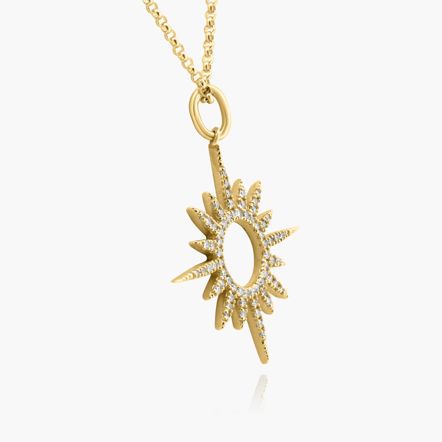 14K Yellow Gold Pave Diamond Northstar Pendant - P606237