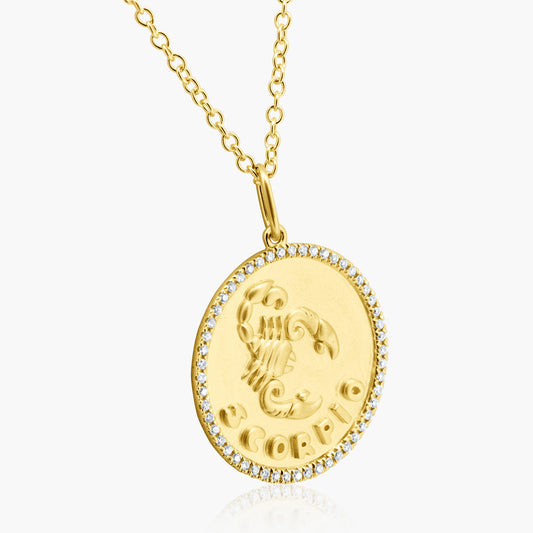 14K Yellow Gold Paper Clip Zodiac Pendant-P606254