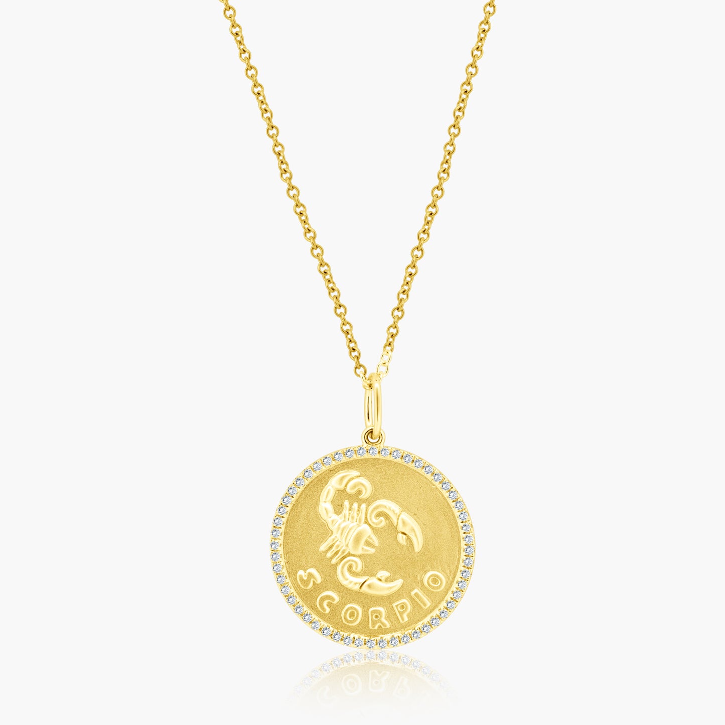 14K Yellow Gold Paper Clip Zodiac Pendant-P606254