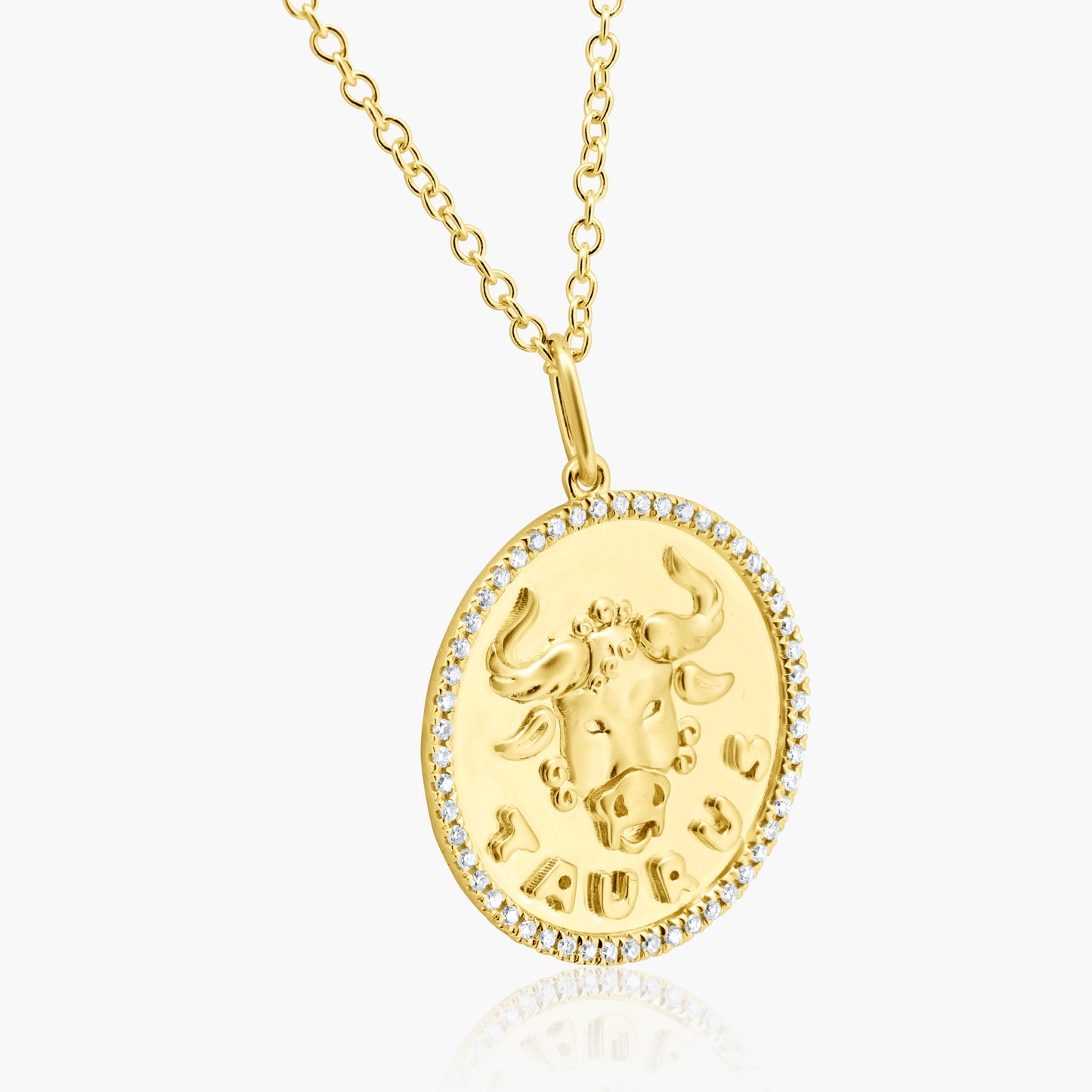 14K Yellow Gold Paper Clip Zodiac Pendant-P606256