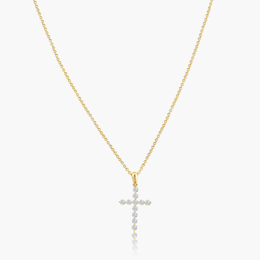 14K Yellow Gold Dainty Cross Pendant - P606461