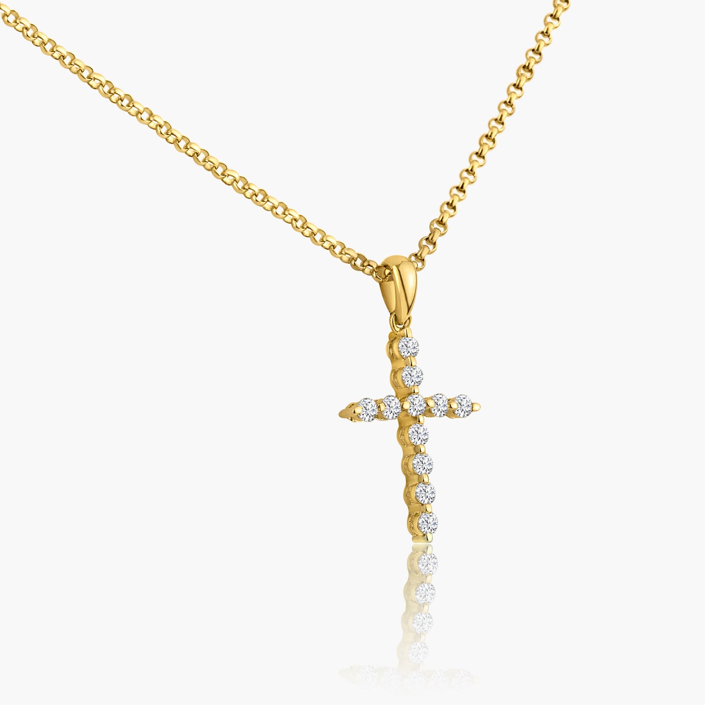 14K White Gold Dainty Cross Pendant - P606462