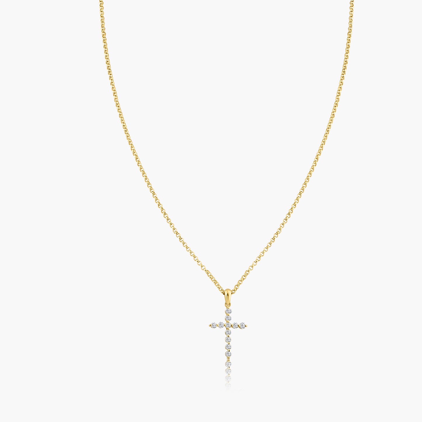 14K White Gold Dainty Cross Pendant - P606462